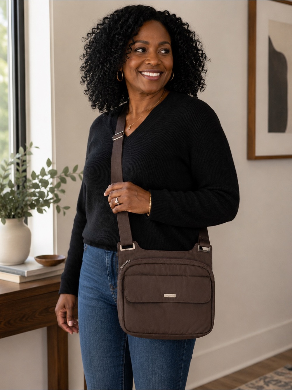 Baggalini Taupe Nylon Crossbody Bag Travel Everyday Purse